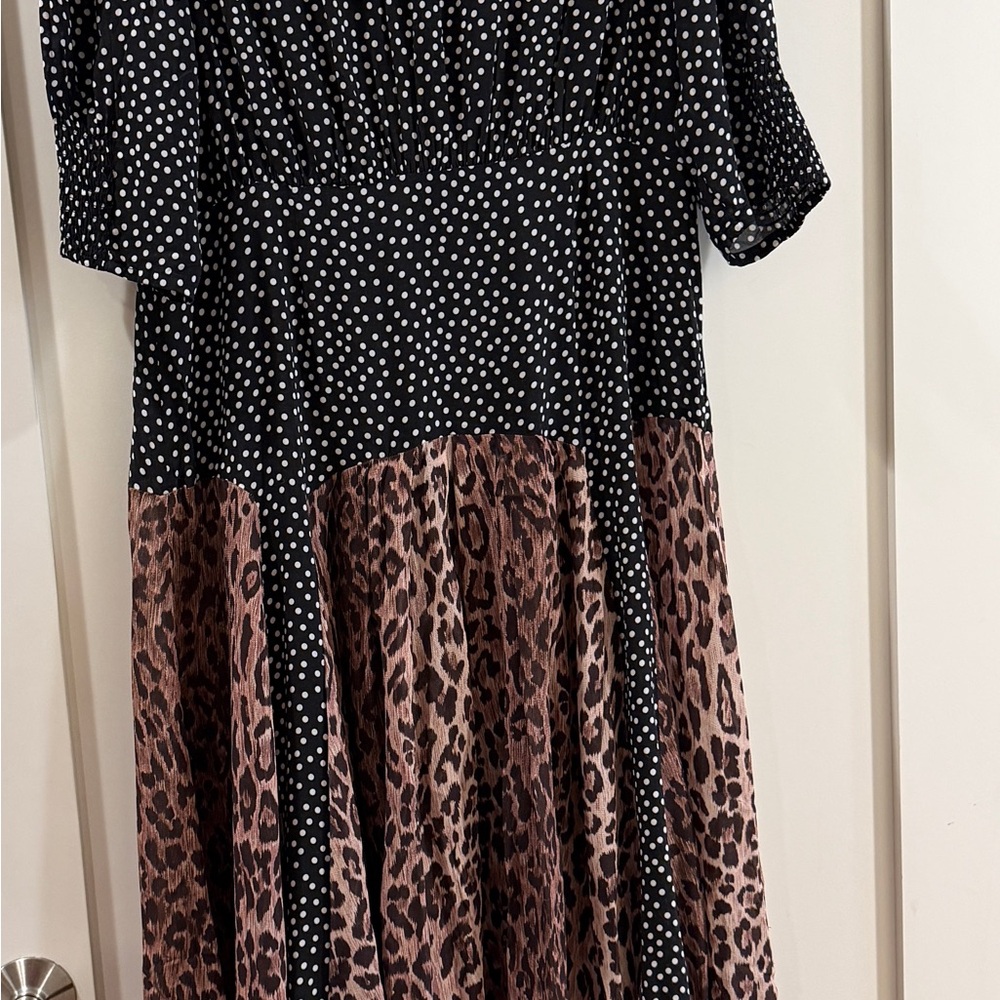 RIXO polka dot and animal print dress- as seen on Sofia Richie